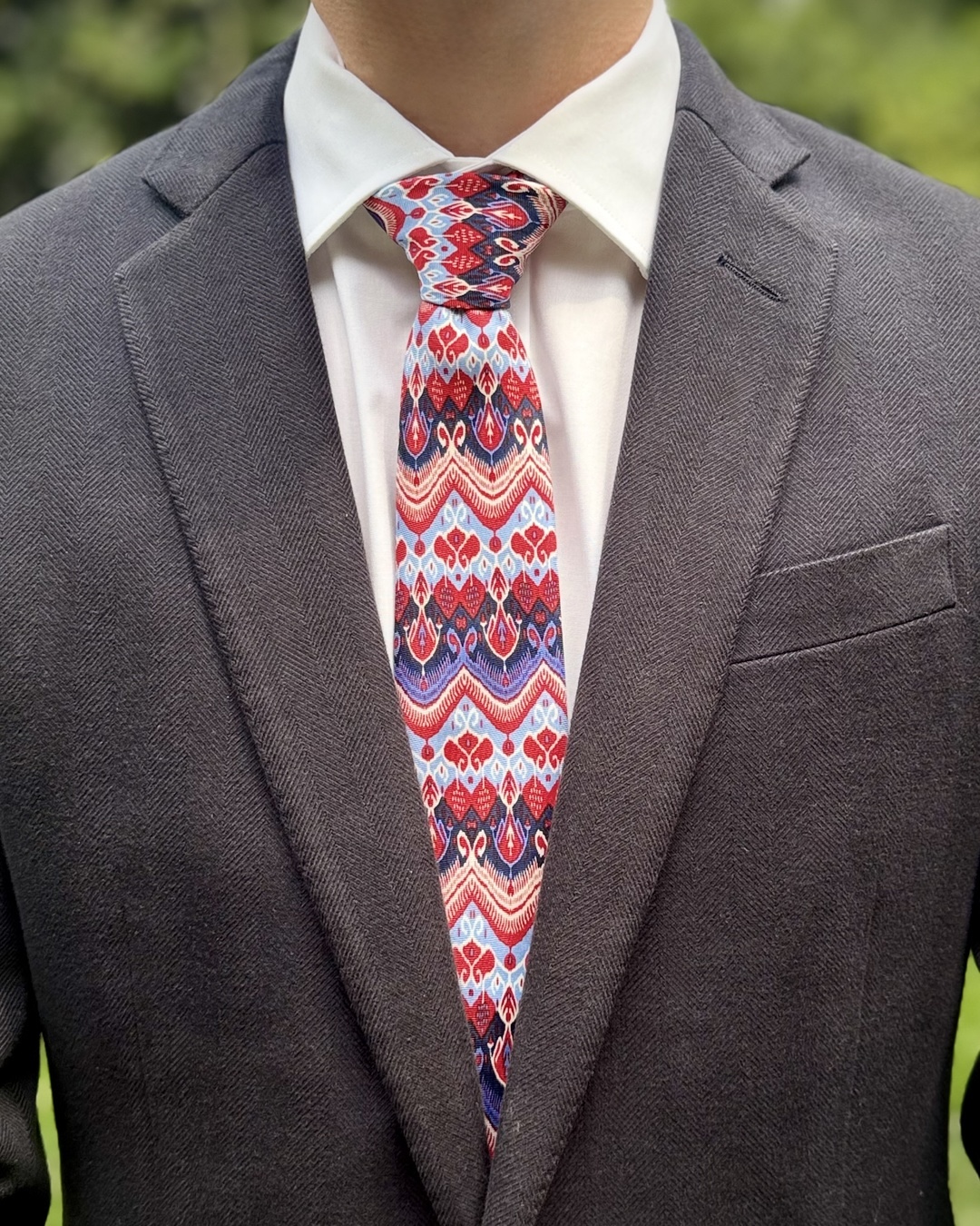Red Ikat — worn